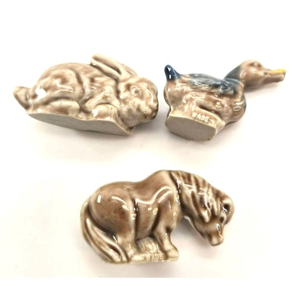 Miniature Wade Figurines Set Of 3 Rabbit Duck & Horse Made in England JE166 - Picture 5 of 12
